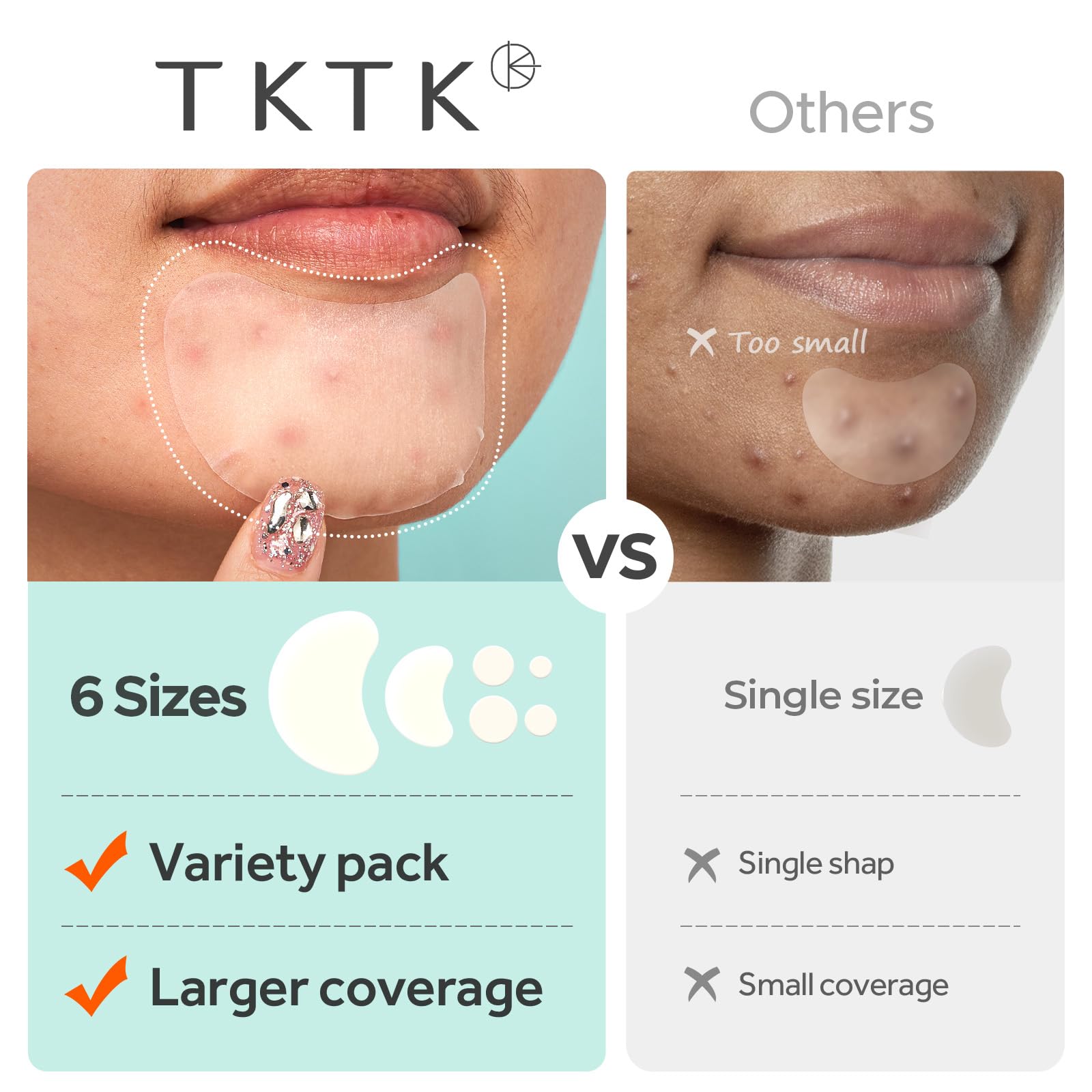 TKTK patches include 210 round dots in multiple sizes for versatile coverage.