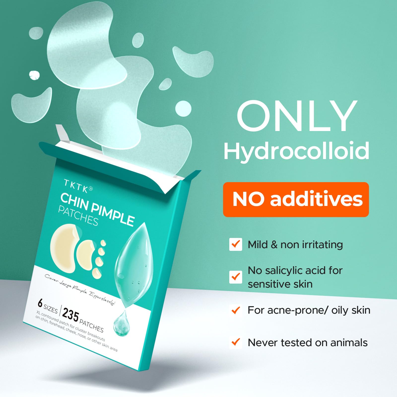 TKTK hydrocolloid core delivers gentle absorption and fragrance-free formula.