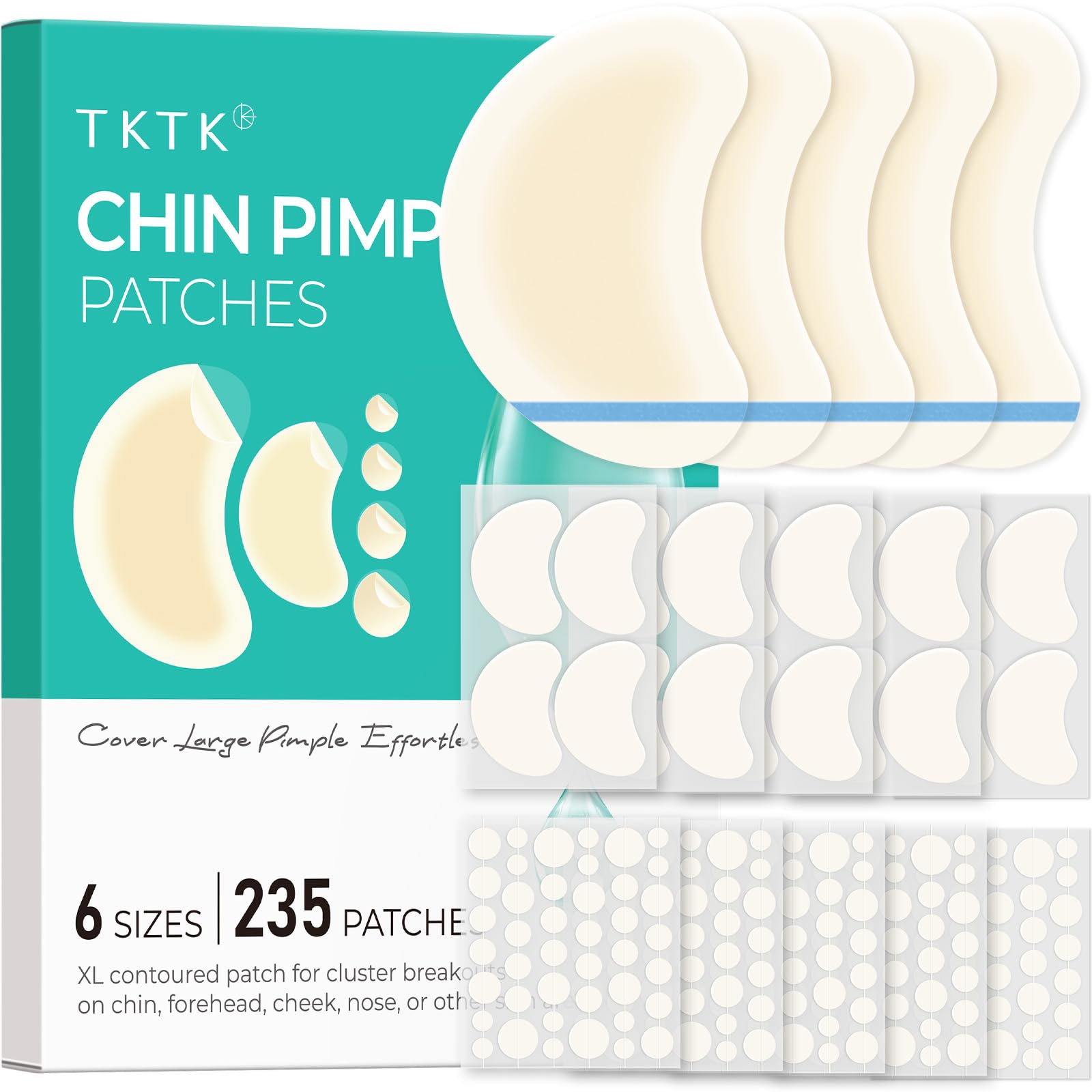 TKTK Chin Patches packaging shown for travel-ready acne care.