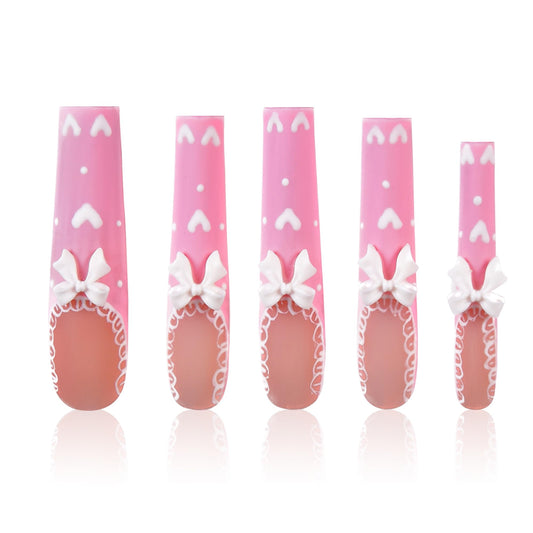 Tmani 10pc long-square nails with diamond glitter for glamorous looks