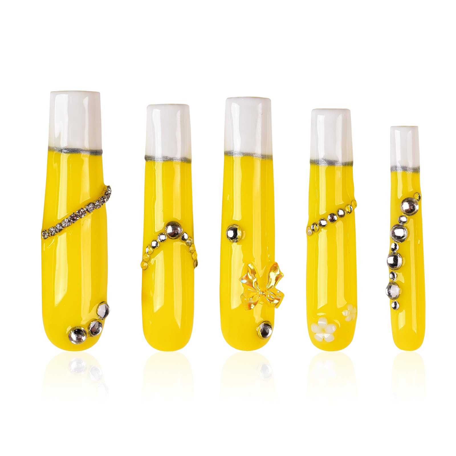 TMANI extra-long handmade press-on nails with diamond glitter for a glamorous look