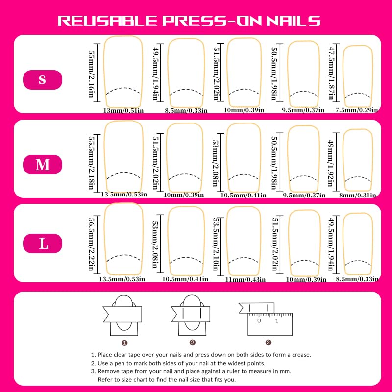 Tmani nail glue and file included for complete nail look.