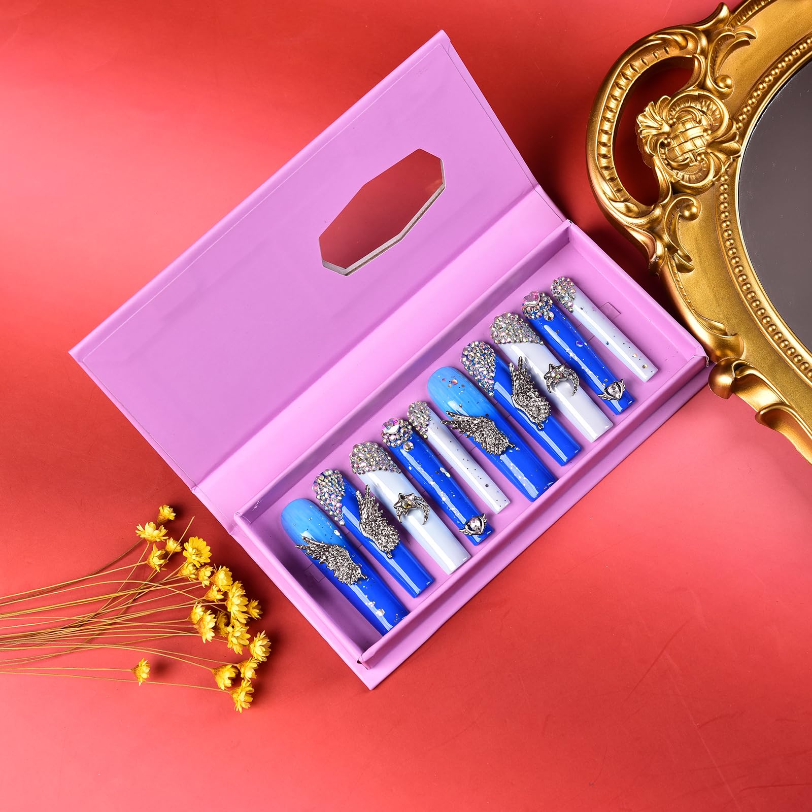 Tmani nail glue and file included for quick, durable at-home application.