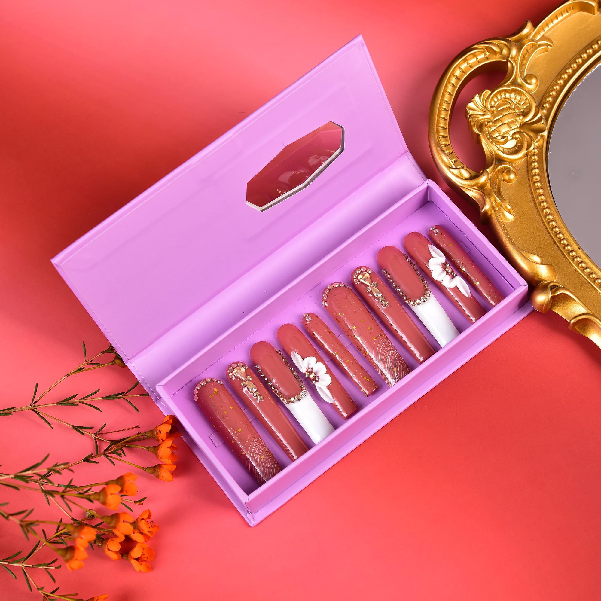 Tmani press-on nails include file and glue for easy at-home application