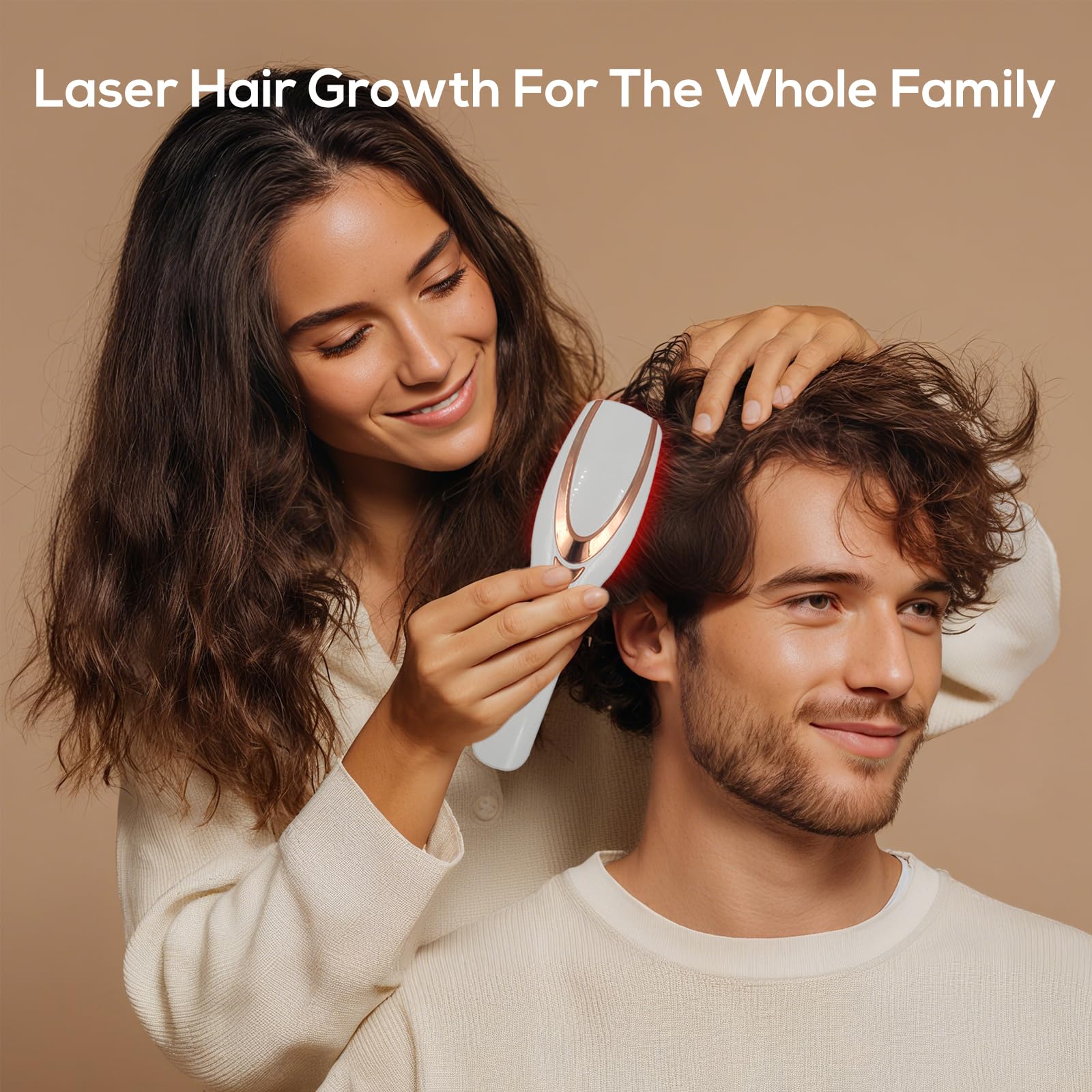 TMOSSO Laser Therapy Hair Growth Comb on scalp demonstrating ergonomic handling.