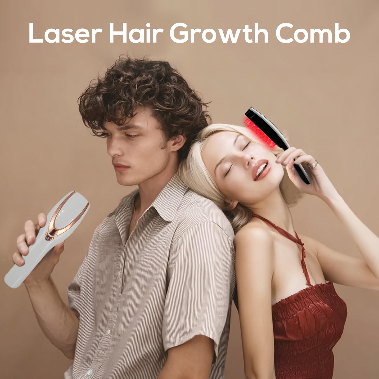 TMOSSO Laser Therapy Hair Growth Comb teeth close-up showing focused scalp contact.
