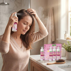 TNEGHC Minoxidil bottle on shelf emphasizes discreet, home-use packaging.