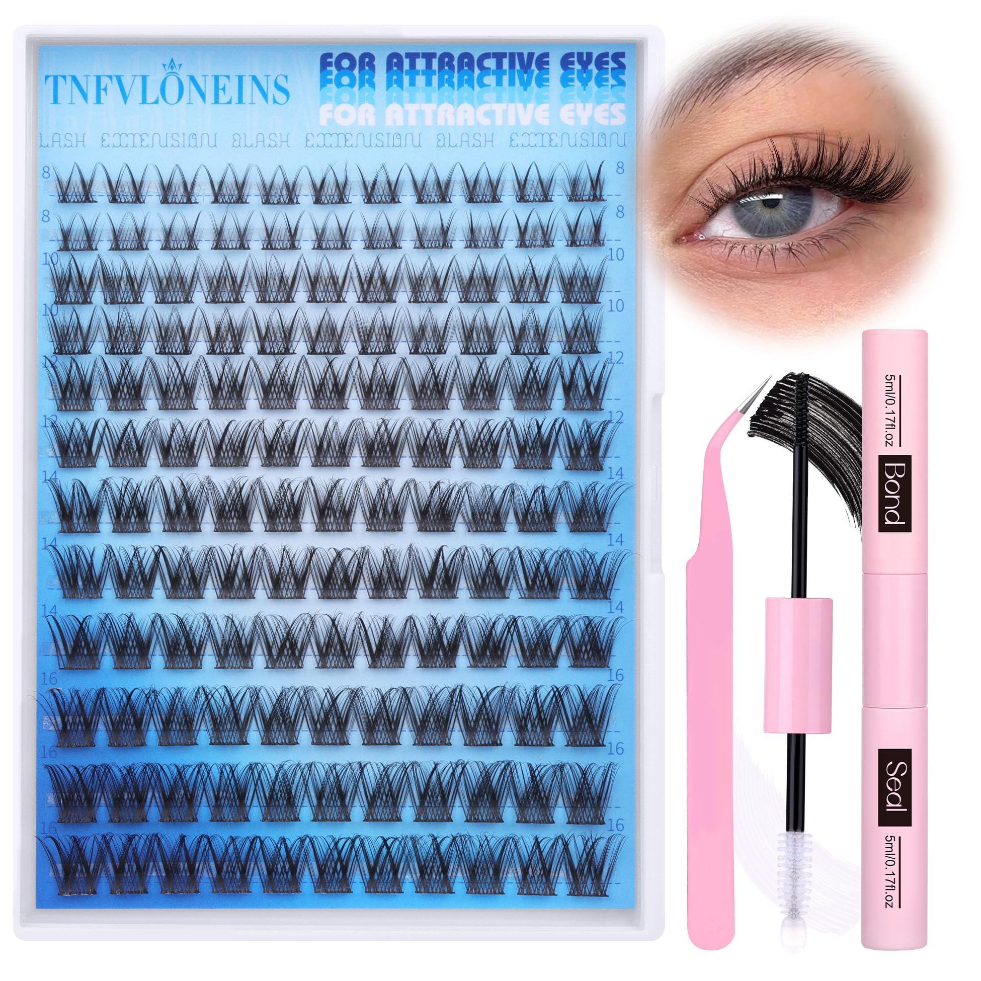 Natural-looking clusters blend with real lashes for subtle volume.