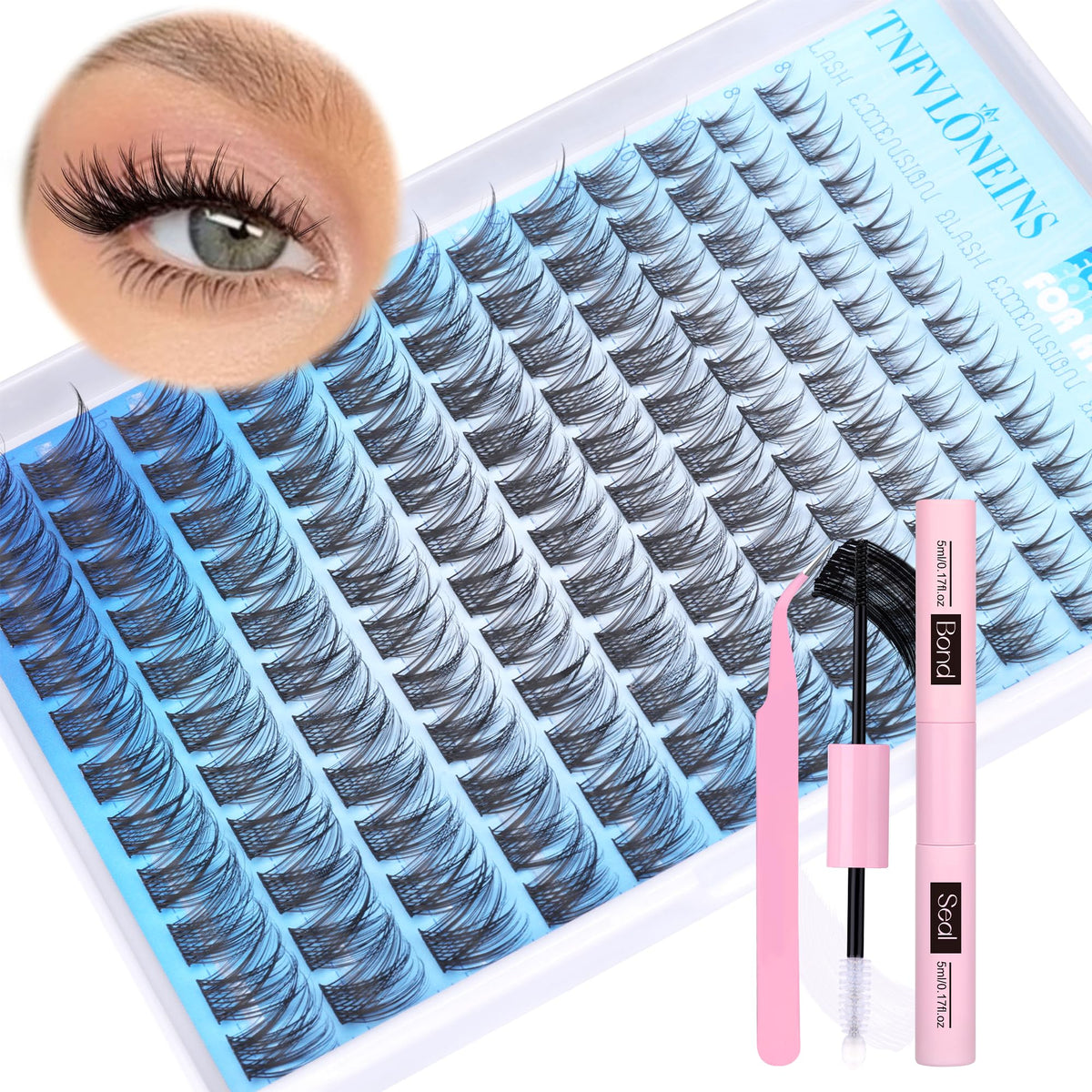 TNFVLONEINS Wispy Lash Clusters Kit packaging shows natural look inspiration.