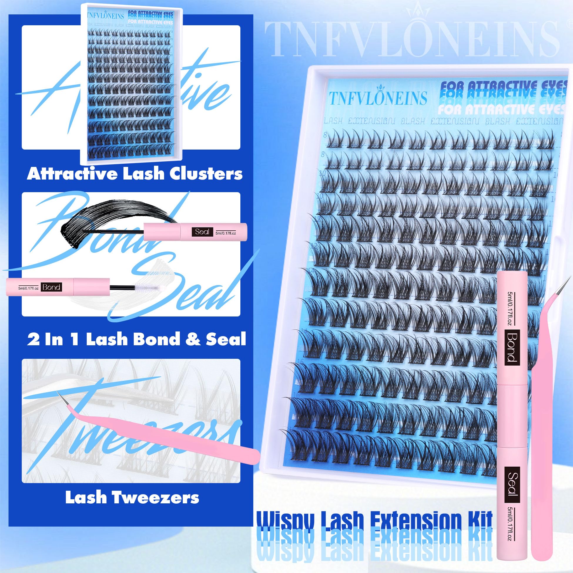 Closeup of 8-16mm wispy lashes enables DIY lash extension.