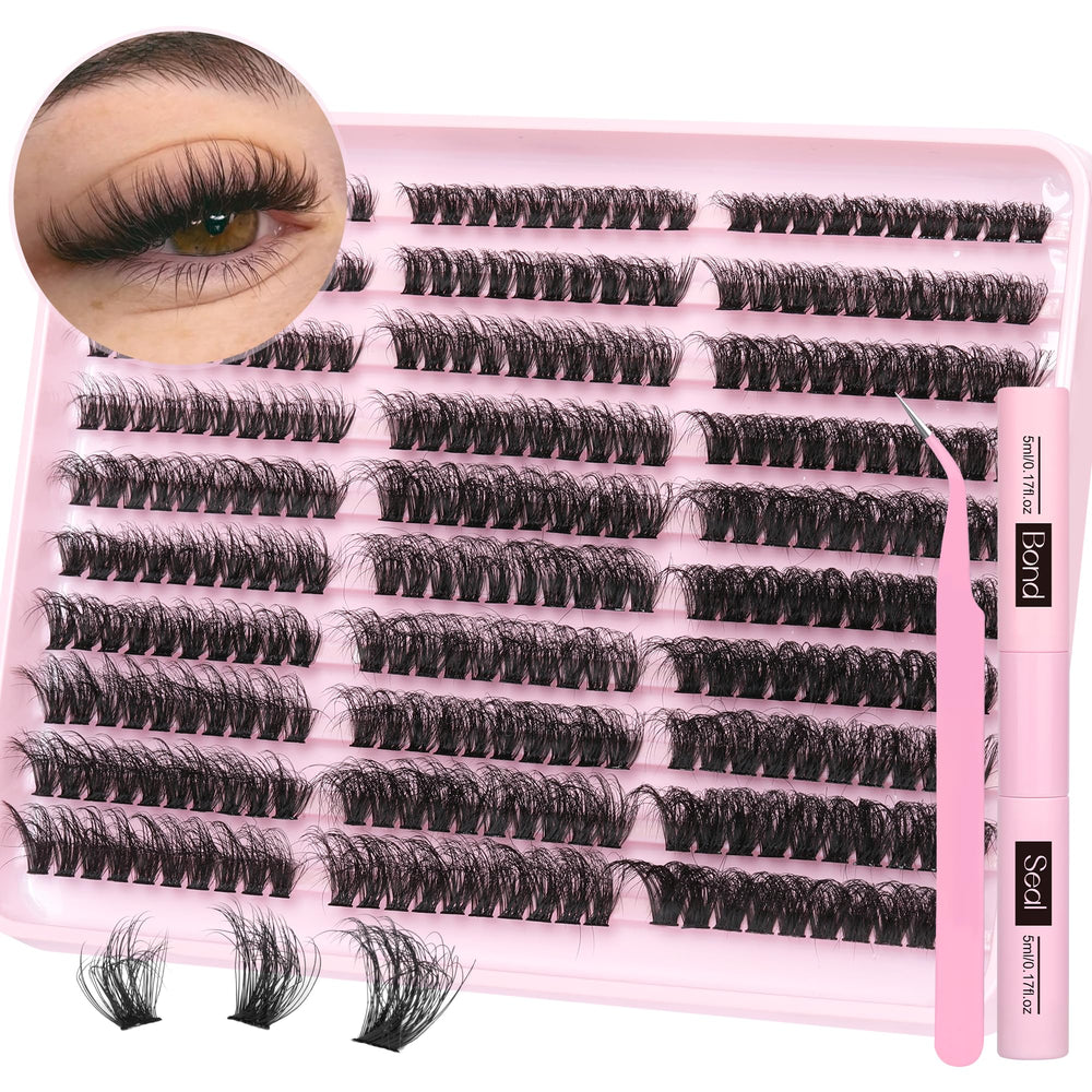 TNFVLONEINS fluffy lash clusters 60D close-up for wispy look and easy at-home application.