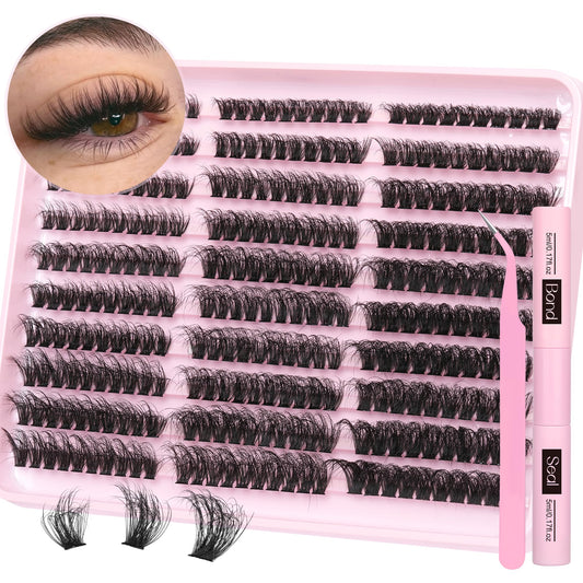 TNFVLONEINS fluffy lash clusters 60D close-up for wispy look and easy at-home application.