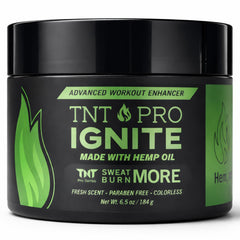 TNT Pro Ignite Sweat Cream bottle for pre-workout warming and focus.