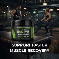TNT Pro Ignite Sweat Cream close-up reveals smooth texture for easy spreading.