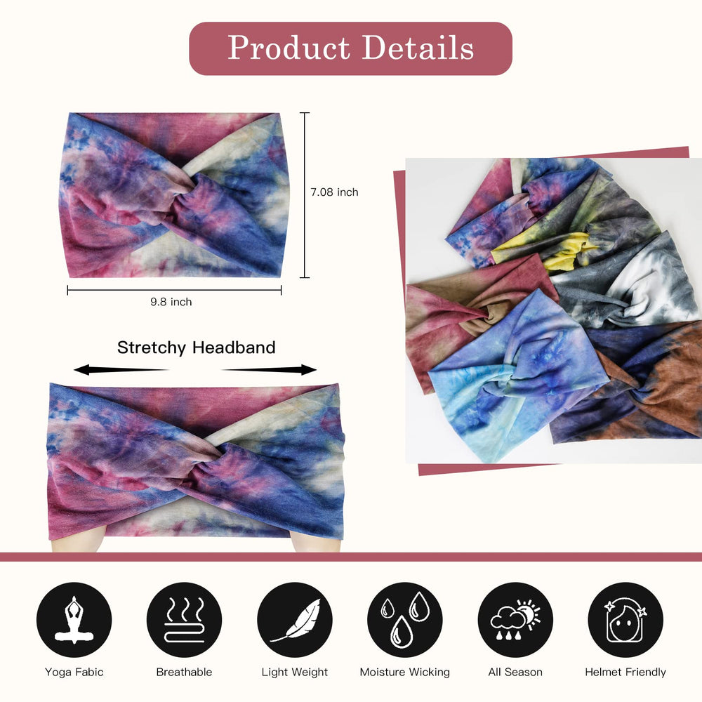 Tobeffect boho tie-dye headband with comfortable stretch.