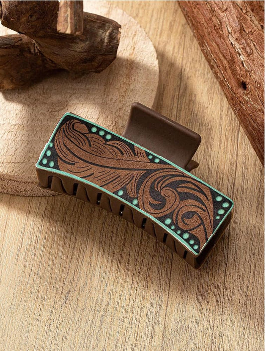 Tobeffect leather western hair clip showcases sunflowers for a bold look