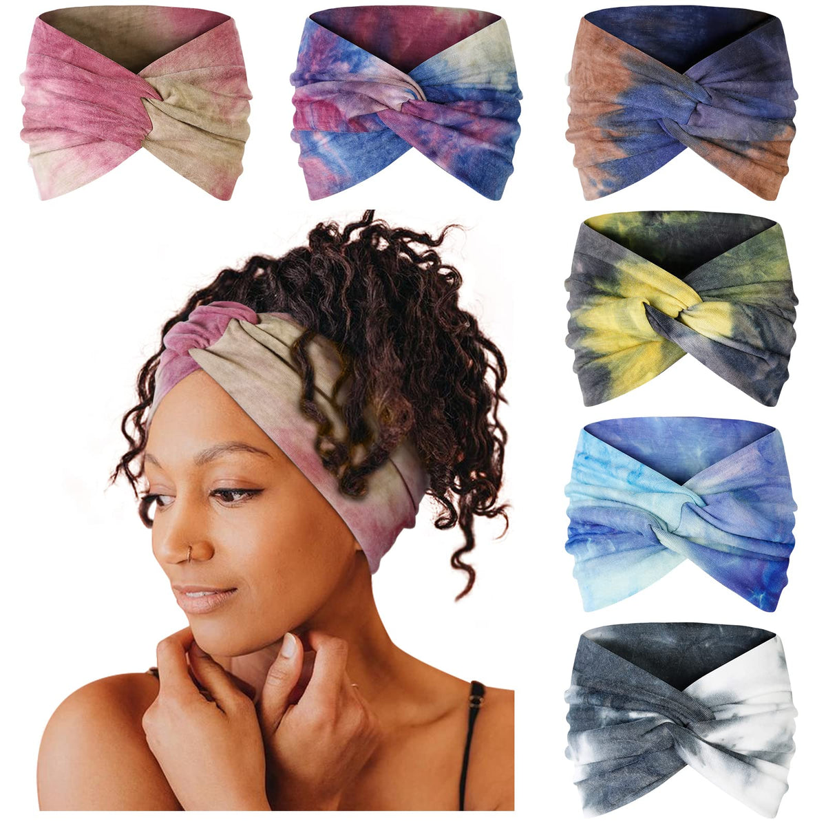 Tobeffect wide headband with front knot for secure, non-slip all-day wear.