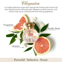 TOCCA Cleopatra 100ml bottle shown, long-lasting warm floral scent.