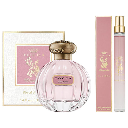 TOCCA Cleopatra perfume set bottle for evening wear with a warm floral profile.