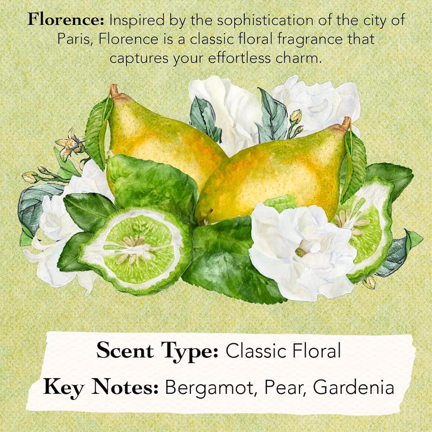 Tocca Florence bottle close-up highlighting bergamot and gardenia notes.