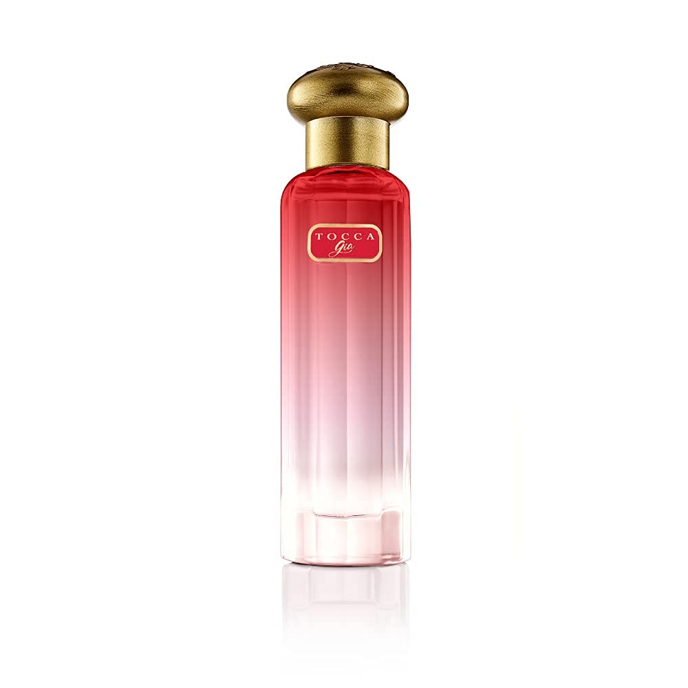 Tocca Gia bottle close-up label highlights premium hand-finished craftsmanship.