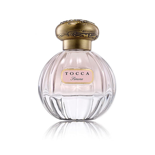 Tocca Simone bottle front view with vintage glass detailing for daily elegance.