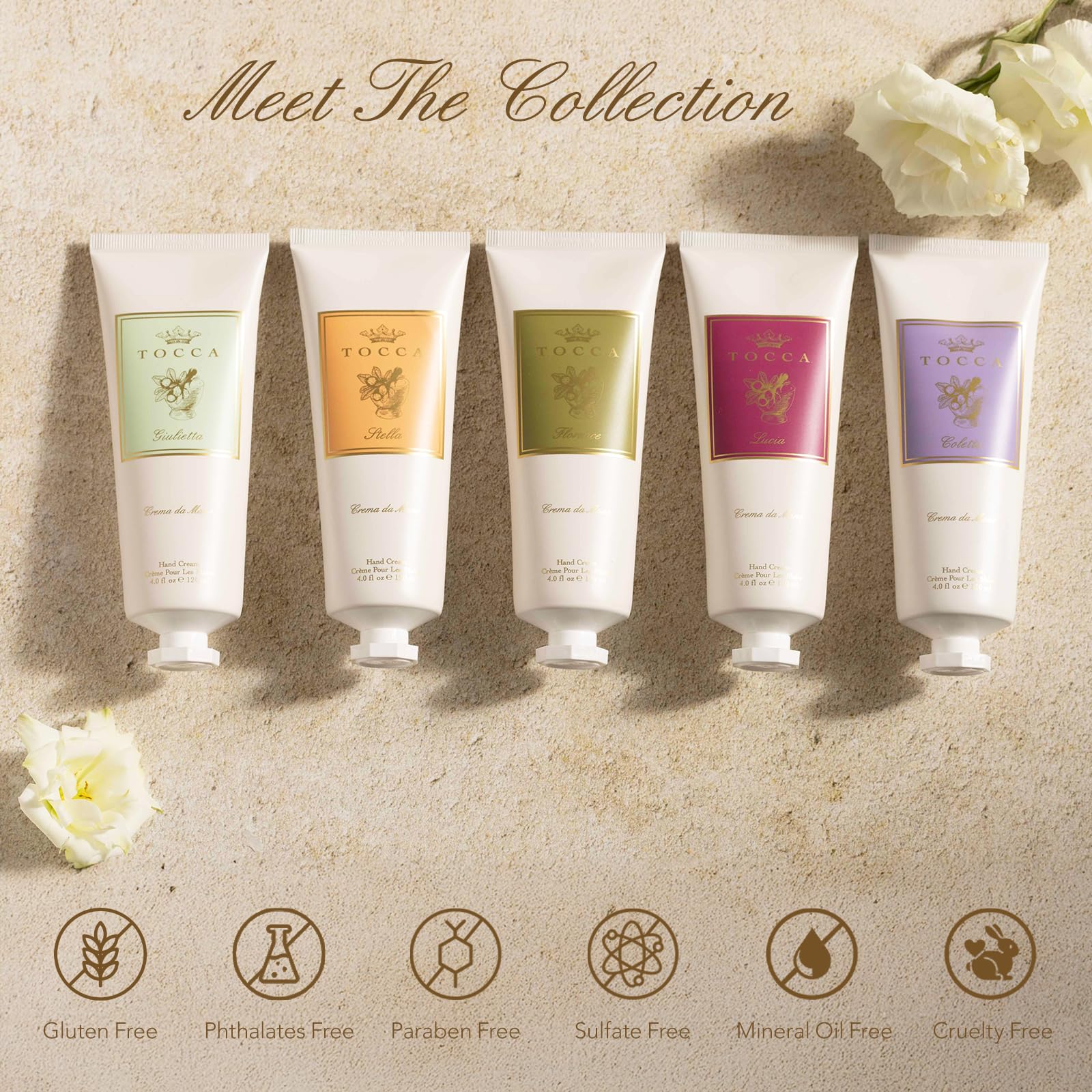 TOCCA Stella freesia fragrance closeup reveals delicate floral notes.