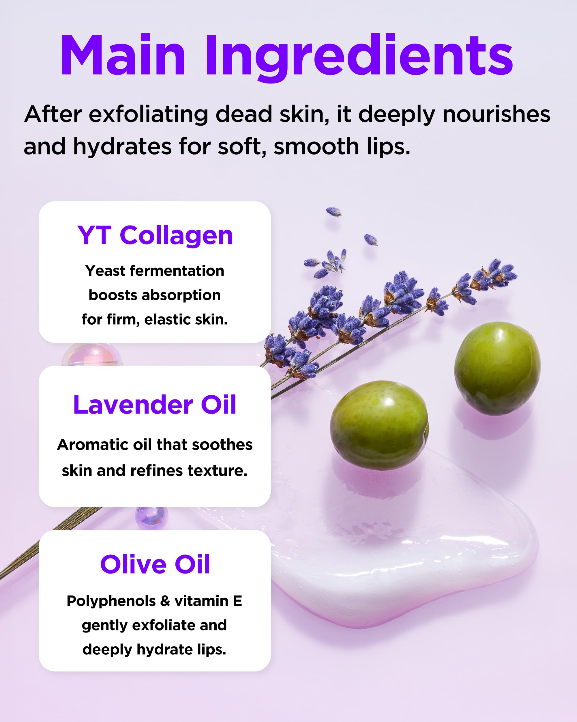 TOCOBO Collagen Lip Mask close-up emphasizes fermented collagen for better absorption.