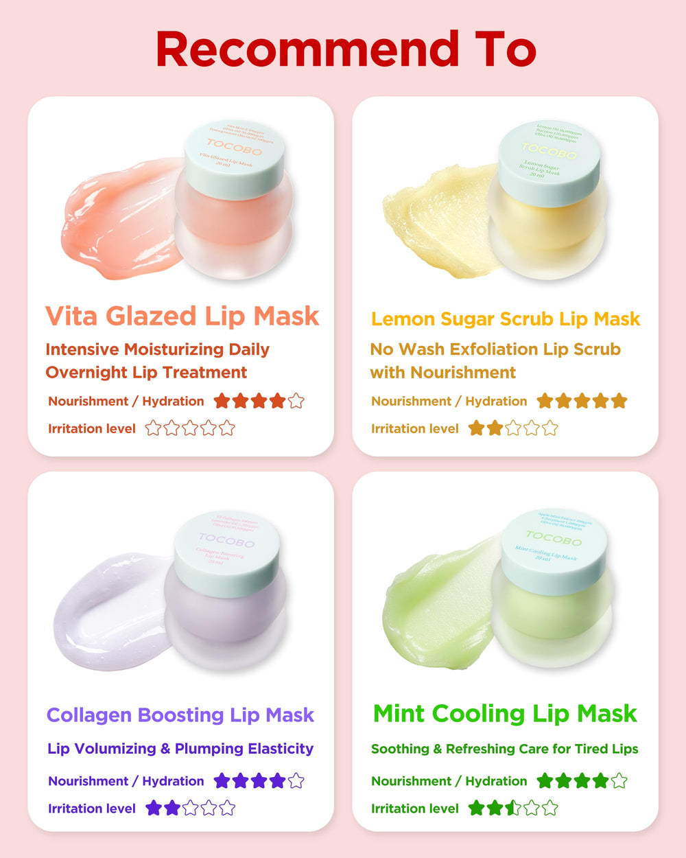 TOCOBO Collagen Lip Mask with jar and spatula conveys easy bedtime routine.