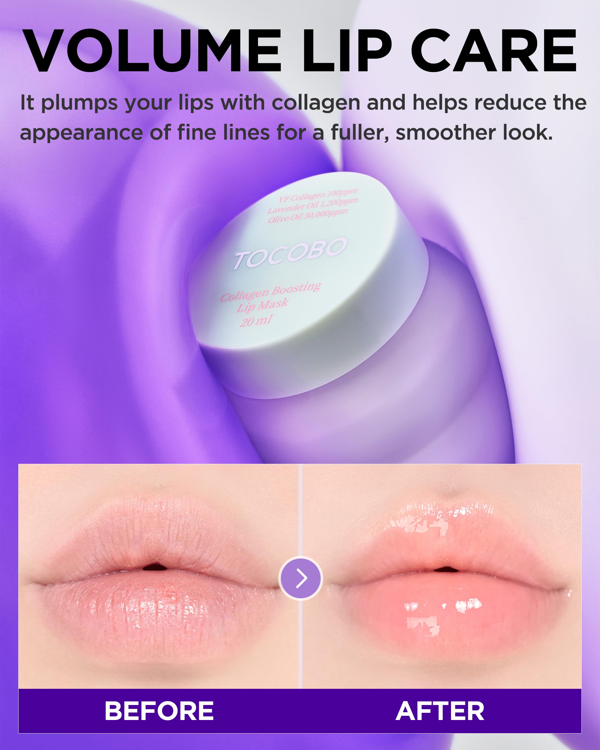 TOCOBO Lip Mask with spatula demonstrates nightly application for smooth lips.