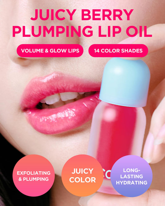 TOCOBO Juicy Berry Lip Oil silicone-tip wand for smooth, precise daily application