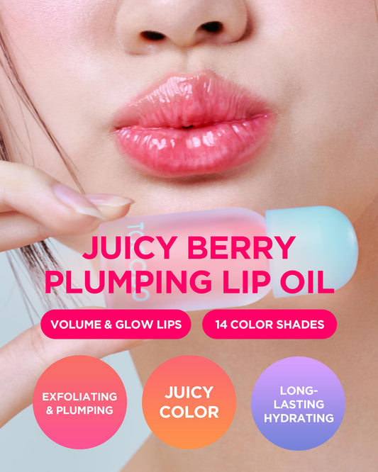 TOCOBO Juicy Berry Lip Oil swatch in soft pink tint for MLBB look