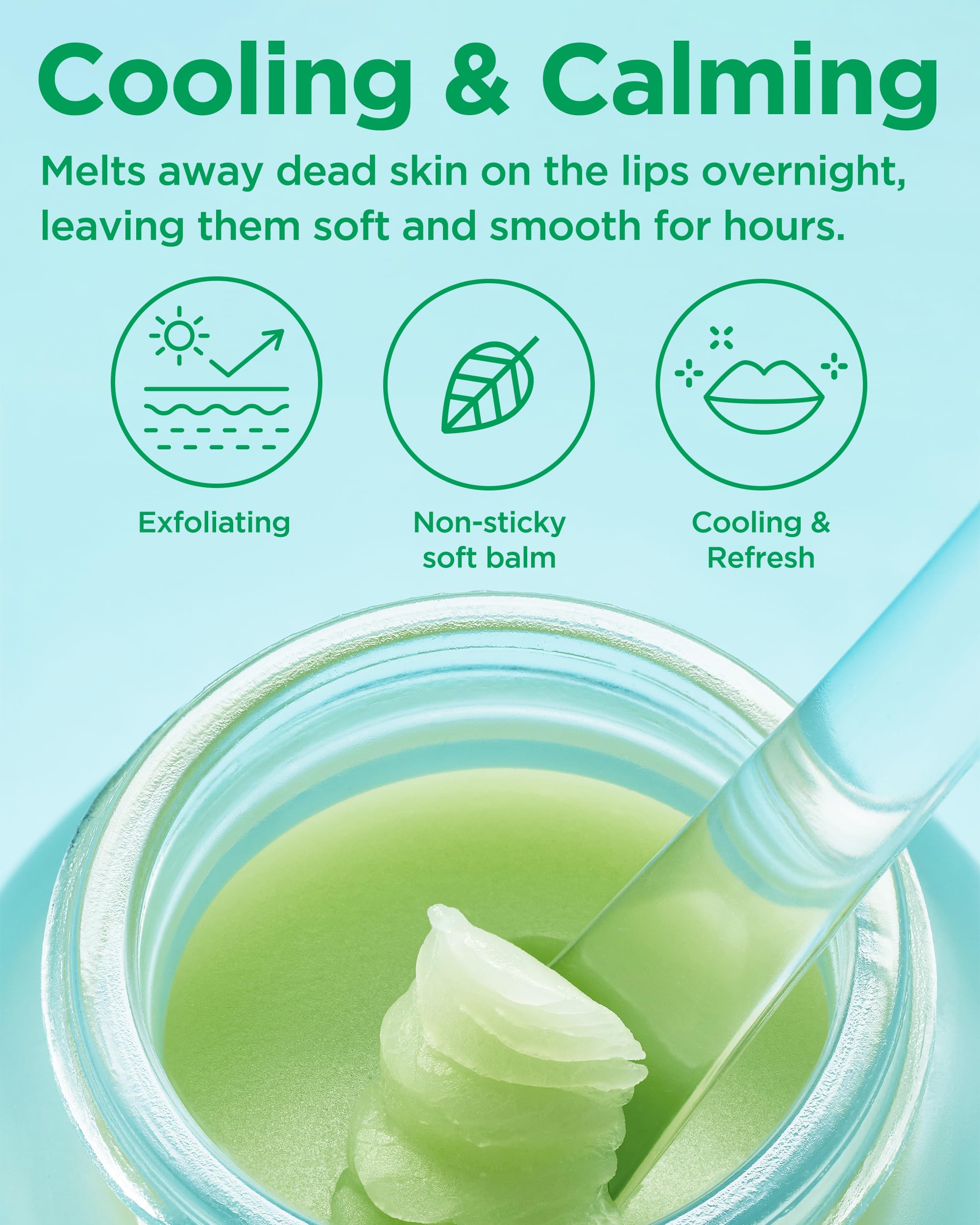 TOCOBO Mint Cooling Lip Mask with tea tree 4-terpineol promotes calm lips.