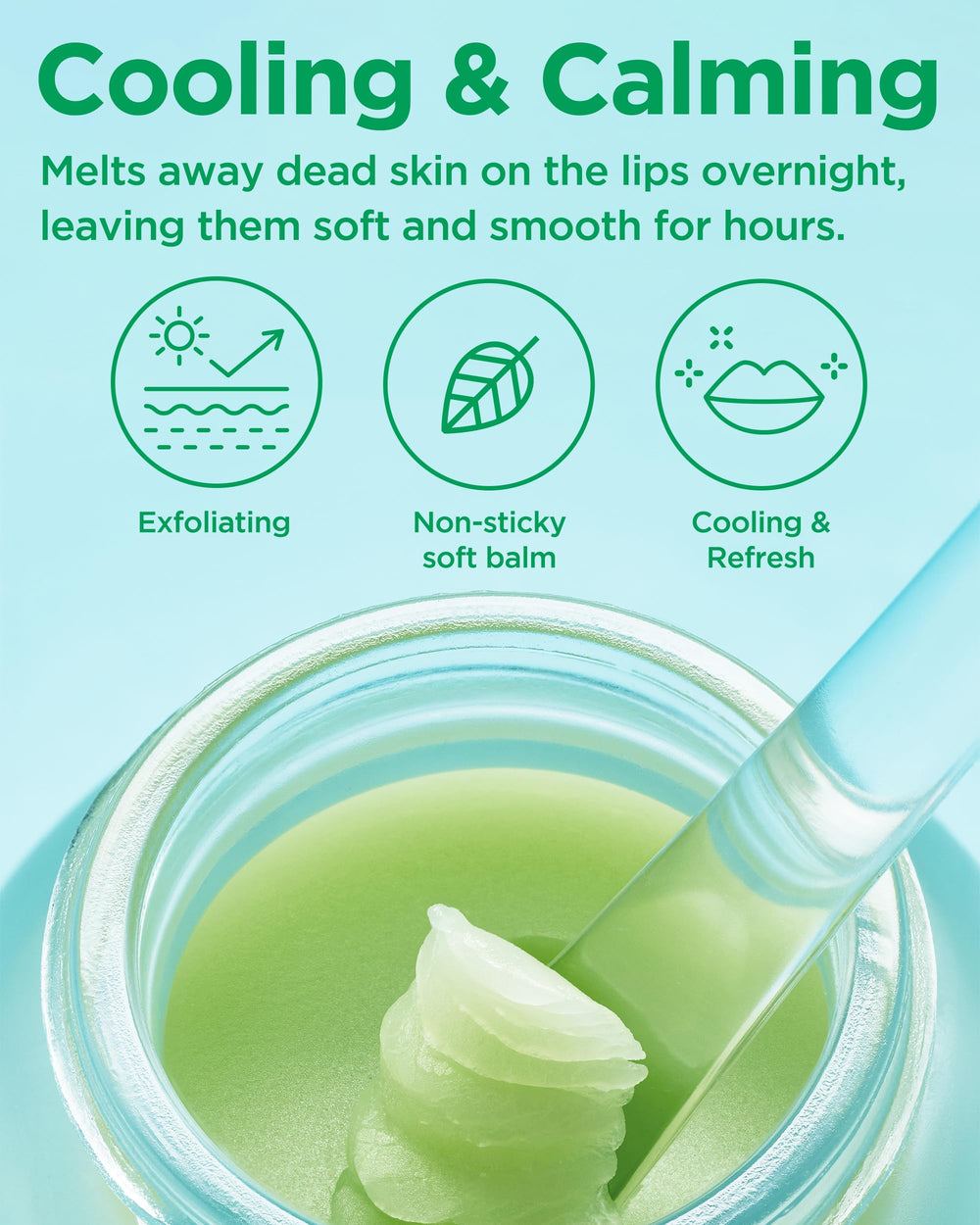 TOCOBO Mint Cooling Lip Mask with tea tree 4-terpineol promotes calm lips.