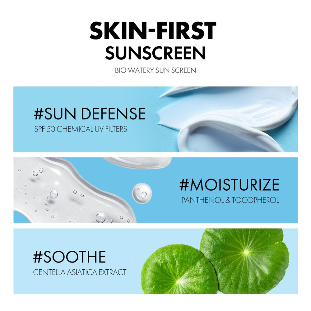 TOCOBO US Bio Watery Sunscreen SPF 50 cotton seed oil ingredient, soothing barrier for hydrated skin
