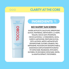 TOCOBO US Bio Watery Sunscreen SPF 50 fragrance-free formula, safe daily use