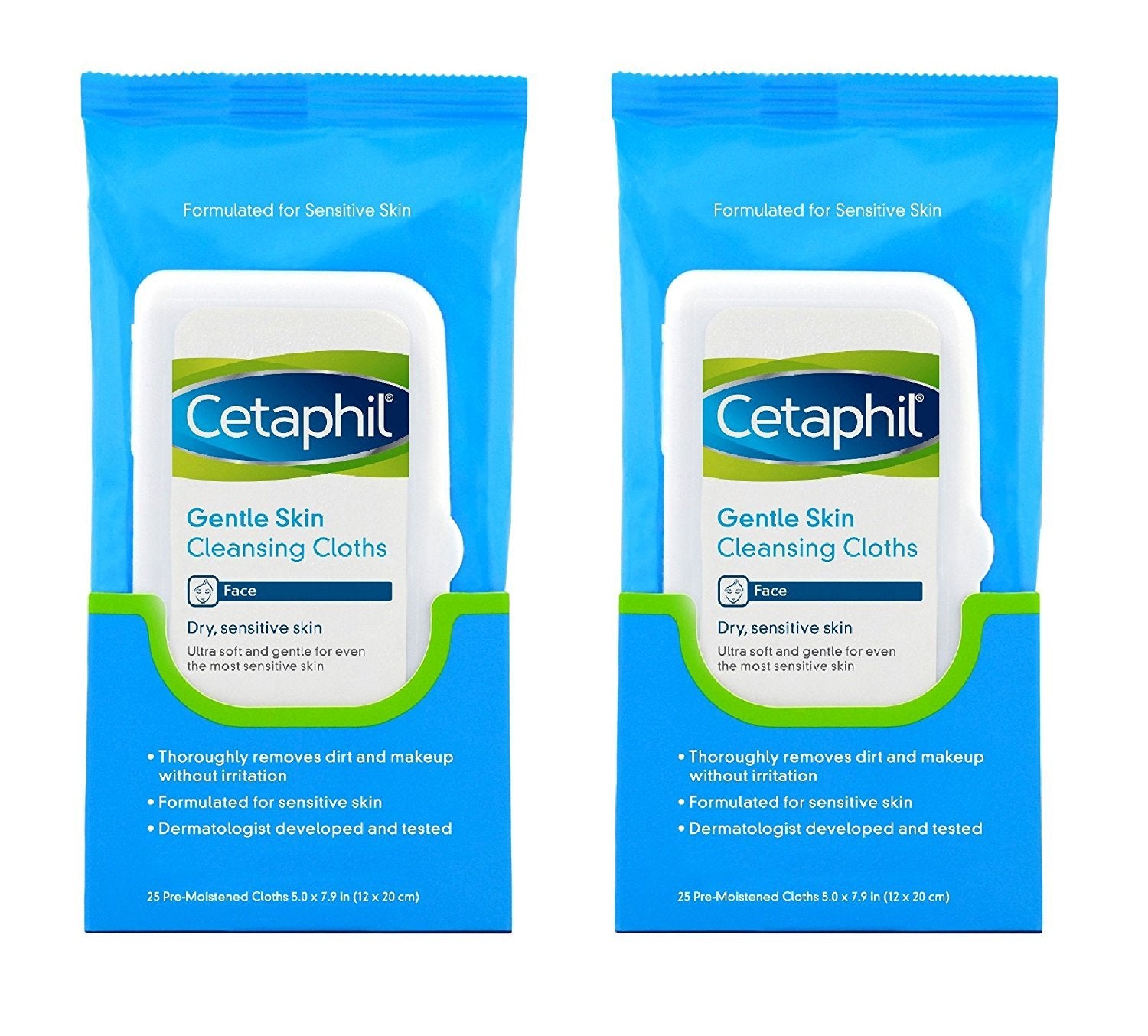 Toeah Cetaphil gentle cleansing cloths two-pack with soft texture for sensitive skin cleansing