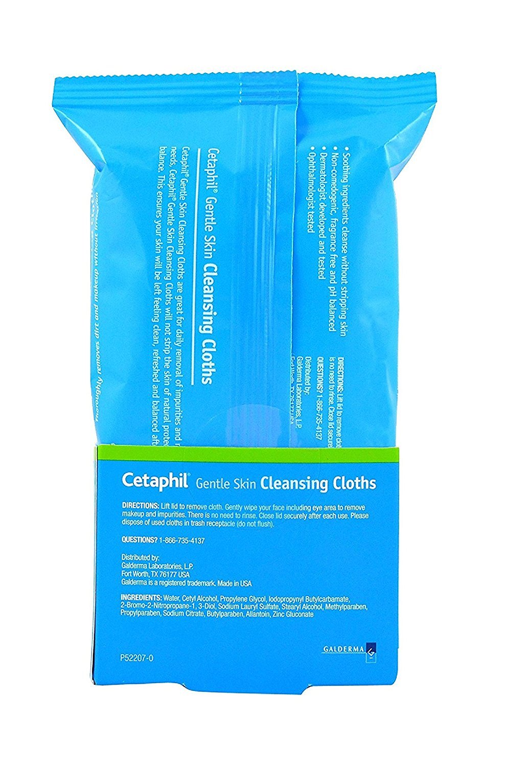 Toeah Cetaphil cleansing cloths front view with two-pack for on-the-go cleansing