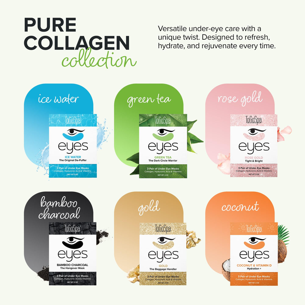ToGoSpa Green Tea EYES collagen detail shows enriched formula for plump look