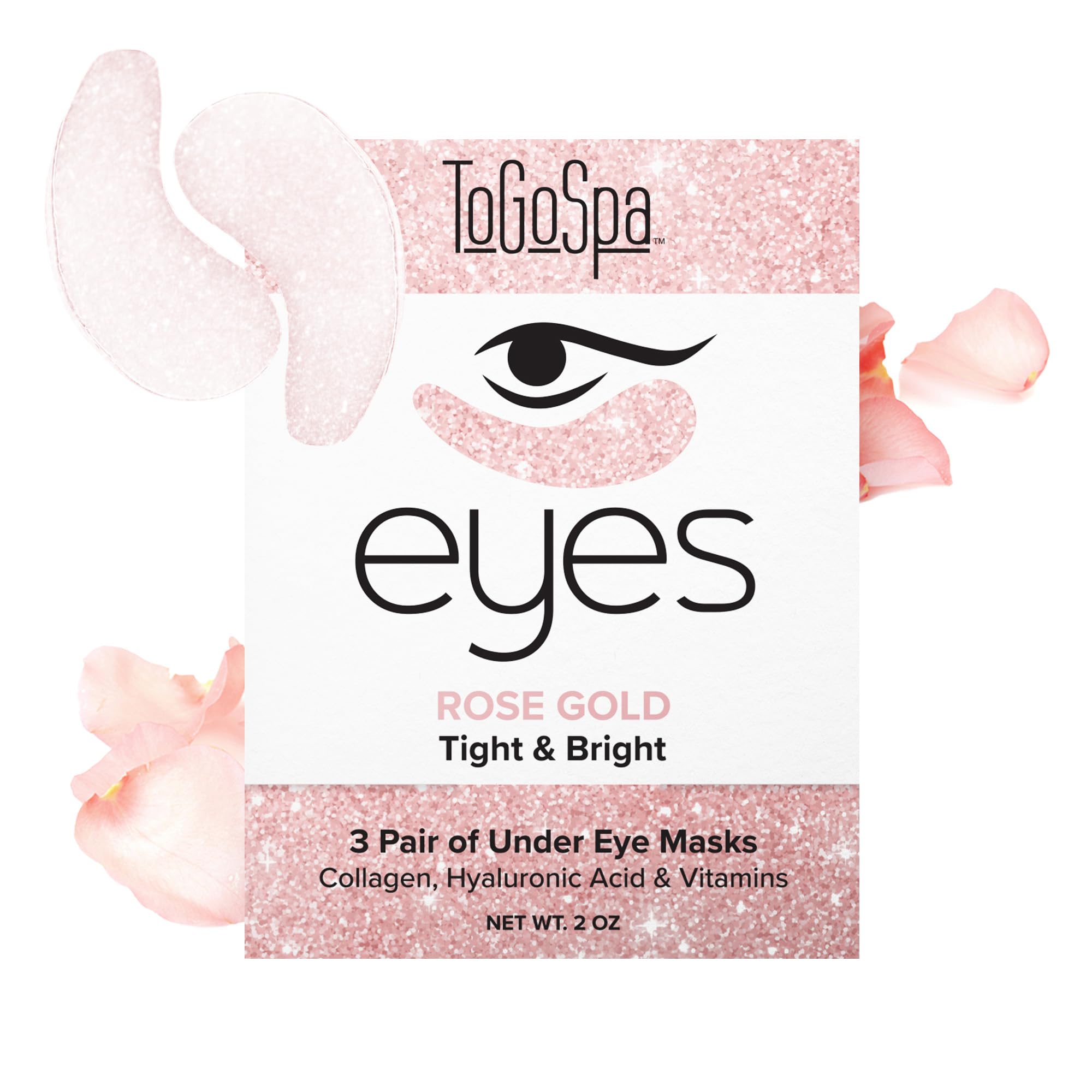 ToGoSpa Rose Gold EYES pack shot showing premium under-eye repair masks.