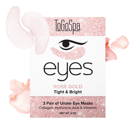 ToGoSpa Rose Gold EYES pack shot showing premium under-eye repair masks.