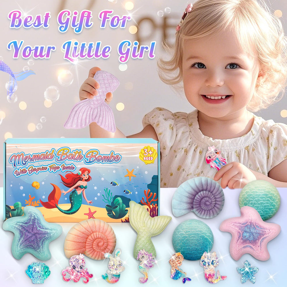 Toidgy mermaid bath bombs are ideal for ages 3 to 10 with supervision.