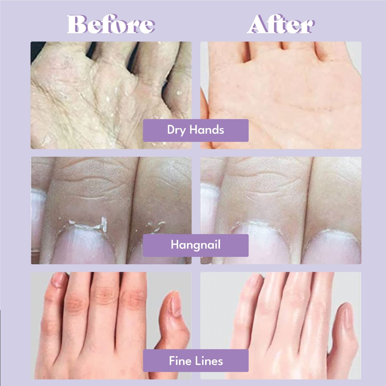 Hands wearing soft mask gloves show smooth, hydrated skin.