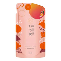 TokyoSuperSale Ichikami moisturizing care shampoo refill bottle demonstrating moisture and smooth hair benefits