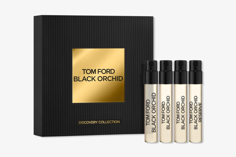 Tom Ford Black Orchid Discovery Collection box with four mini vials for testing and gifting