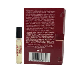 Tom Ford Lost Cherry card packaging, travel-friendly 1.5 ml bottle for on-the-go testing.