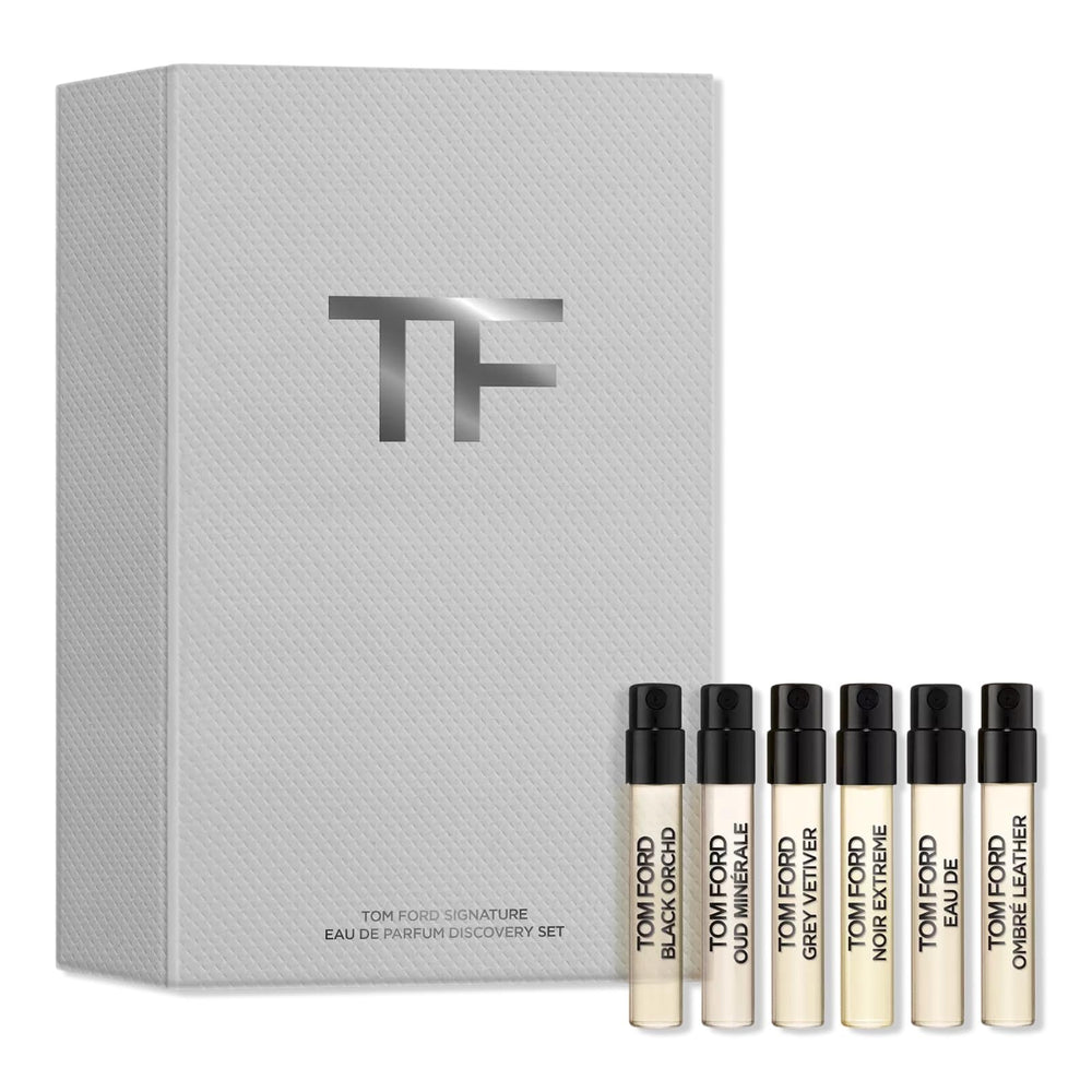 Tom Ford Signature Fragrance Discovery Gift Set with six sample sprays for experimentation.
