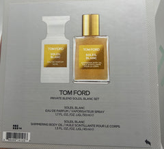 Tom Ford Soleil Blanc 2-piece set packaging, perfect gift for fragrance lovers.