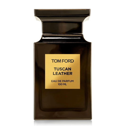 Tom Ford Tuscan Leather bottle side view highlighting premium design and confidence