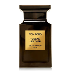 Tom Ford Tuscan Leather bottle side view highlighting premium design and confidence